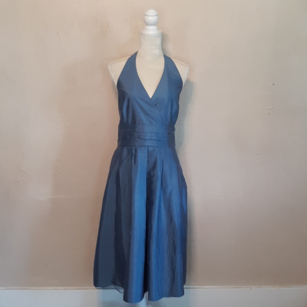 Ann Taylor silk dupioni halter dress